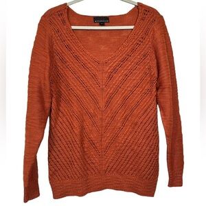 Attention size XL rust orange BOHO crochet knit long sleeved pullover sweater